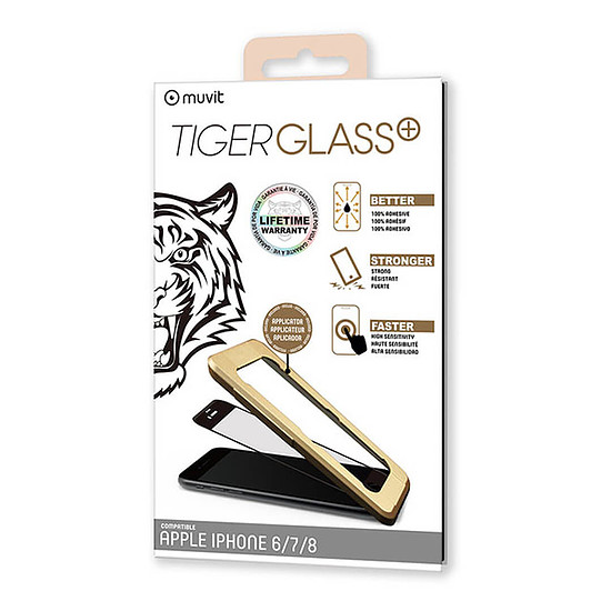 Protection d'écran Tiger Glass Plus Verre Trempé Noir - Apple iPhone 6/6s/7/8