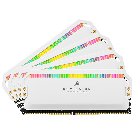 Mémoire Corsair Dominator Platinum RGB White - 4 x 16 Go (64 Go) - DDR4 3600 MHz - CL18
