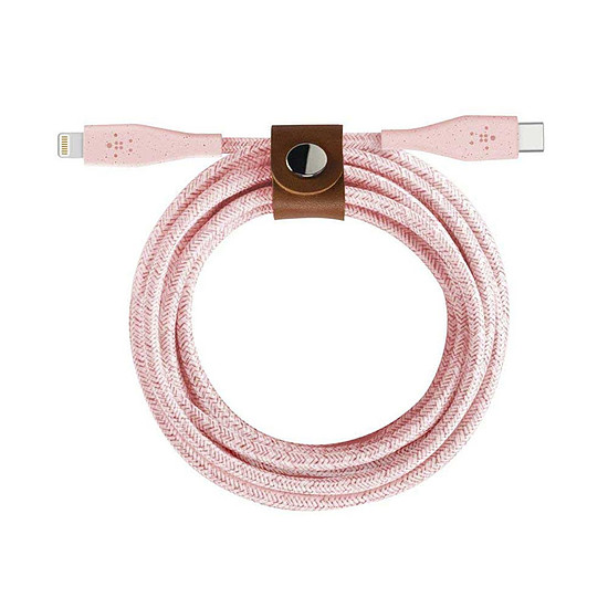 Adaptateurs et câbles Câble USB-C vers Lightning avec sangle de fermeture (rose) - 1,2 m