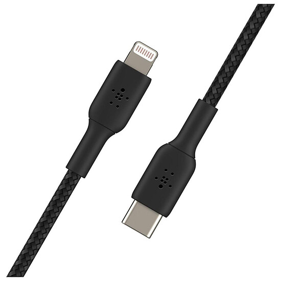 Adaptateurs et câbles Câble à gaine tressée USB-C vers Lightning MFI (noir) - 1 m - Autre vue