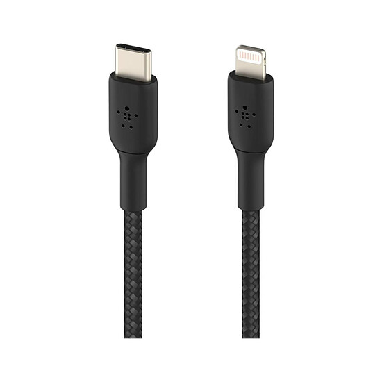 Adaptateurs et câbles Câble à gaine tressée USB-C vers Lightning MFI (noir) - 1 m - Autre vue