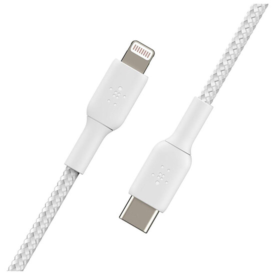 Adaptateurs et câbles Câble à gaine tressée USB-C vers Lightning MFI (blanc) - 1 m - Autre vue