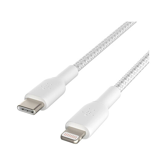 Adaptateurs et câbles Câble à gaine tressée USB-C vers Lightning MFI (blanc) - 2 m - Autre vue