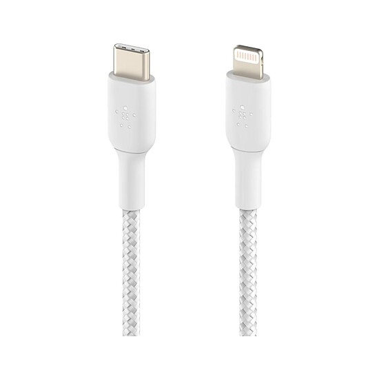 Adaptateurs et câbles Câble à gaine tressée USB-C vers Lightning MFI (blanc) - 2 m - Autre vue