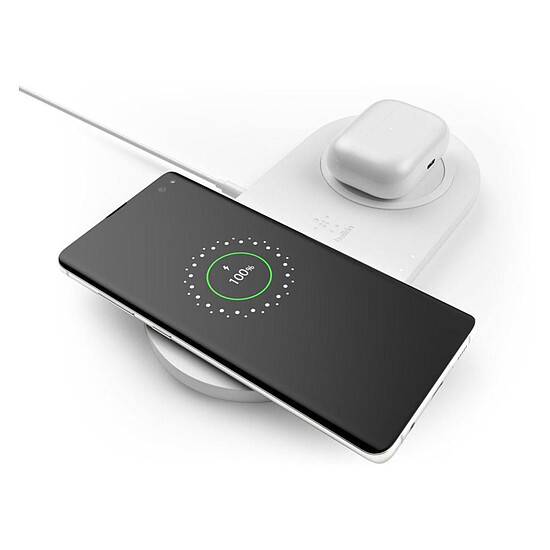 Chargeur Belkin double station de charge à induction (blanc) - 10W (avec adaptateur secteur) - Autre vue