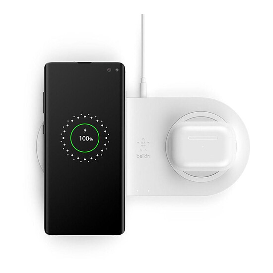 Chargeur Belkin double station de charge à induction (blanc) - 10W (avec adaptateur secteur) - Autre vue