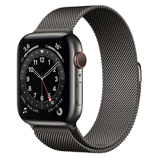 Montre connectée Apple Watch Series 6 Acier inoxydable (Graphite- Bracelet Milanais Graphite) - Cellular - 44 mm