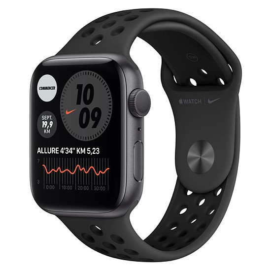 Montre connectée Apple Watch Nike Series 6 Aluminium (Gris sidéral - Bracelet Sport Noir) - GPS - 44 mm
