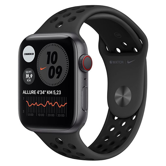 Montre connectée Apple Watch Nike Series 6 Aluminium (Gris sidéral - Bracelet Sport Noir) - Cellular - 44 mm
