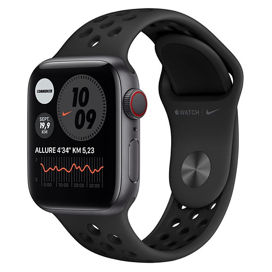 Montre connectée Apple Watch Nike Series 6 Aluminium (Gris sidéral - Bracelet Sport Noir) - Cellular - 40 mm