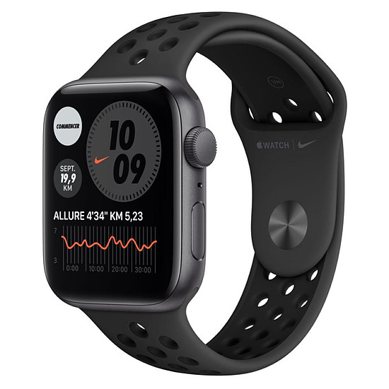 Montre connectée Apple Watch Nike SE Aluminium (Gris sidéral- Bracelet Sport Noir) - GPS - 44 mm