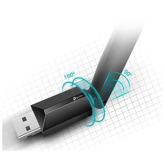 Carte réseau TP-Link Archer T2U Plus - Clé USB Wifi AC600 double bande avec antenne - Autre vue