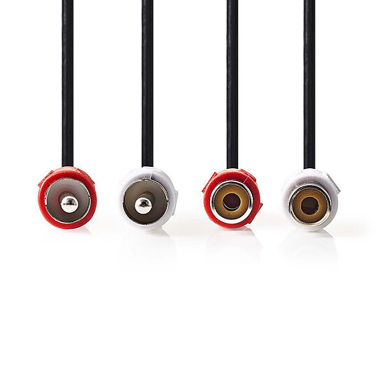 Câble RCA NEDIS Câble Audio Stéréo 2x RCA Mâles vers 2x RCA Femelles - 10 m - Noir - Autre vue