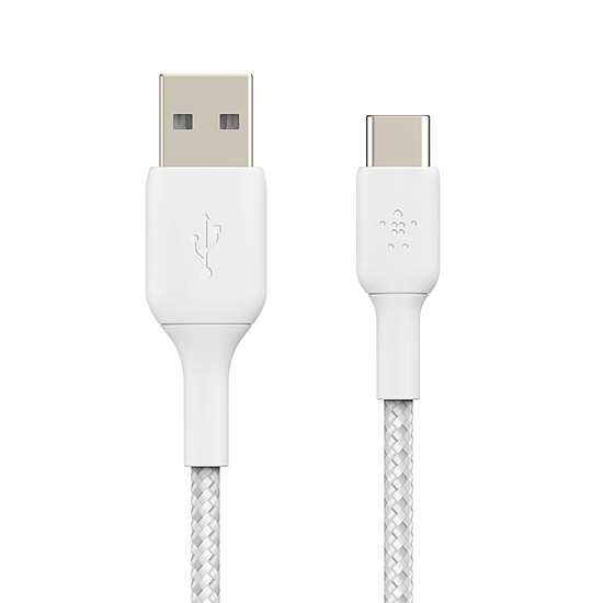 Adaptateurs et câbles Belkin Câble USB-A vers USB-C tressé (blanc) - 1 m - Autre vue