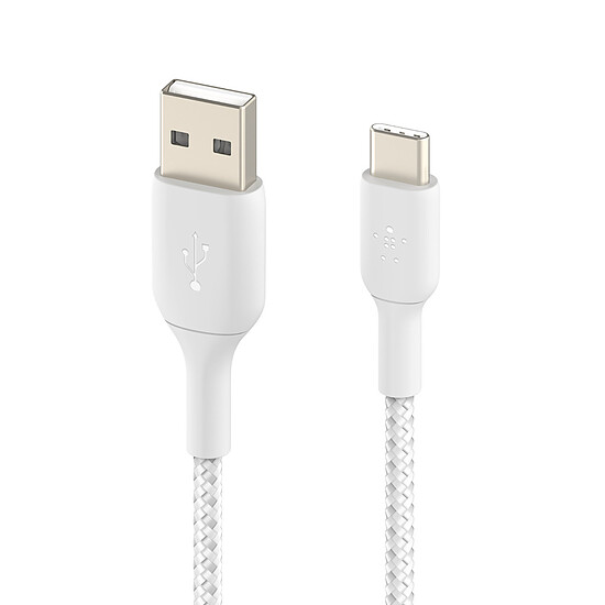 Adaptateurs et câbles Belkin Câble USB-A vers USB-C tressé (blanc) - 1 m - Autre vue