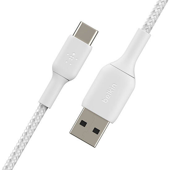 Adaptateurs et câbles Belkin Câble USB-A vers USB-C tressé (blanc) - 1 m - Autre vue