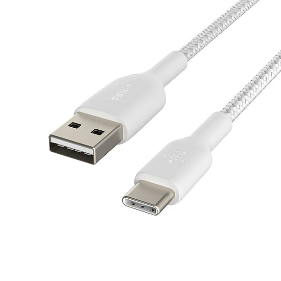 Adaptateurs et câbles Belkin Câble USB-A vers USB-C tressé (blanc) - 1 m - Autre vue