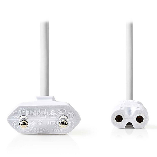 Câble Secteur Nedis Câble d'alimentation bipolaire C7 blanc - 5 mètres - Autre vue