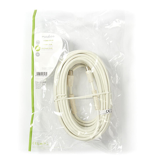 Câble Satellite Nedis Câble coaxial 120 dB mâle/femelle pour antenne TV - 1 mètre - Autre vue