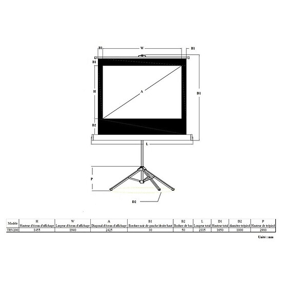 Ecran de projection Inovu TRV200 - Autre vue