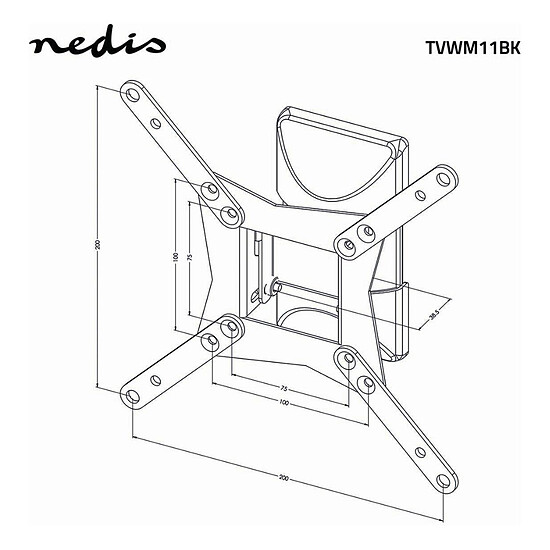 Support TV Nedis TVWM11BK Support orientable - Autre vue