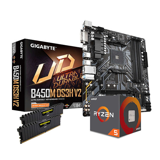 Kit upgrade PC AMD Ryzen 5 2600 - Gigabyte B450 - RAM 16 Go