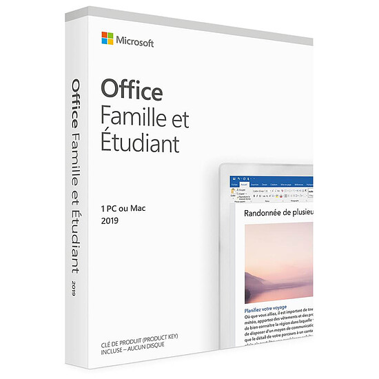 Logiciel bureautique Microsoft Office Famille et Etudiant 2019