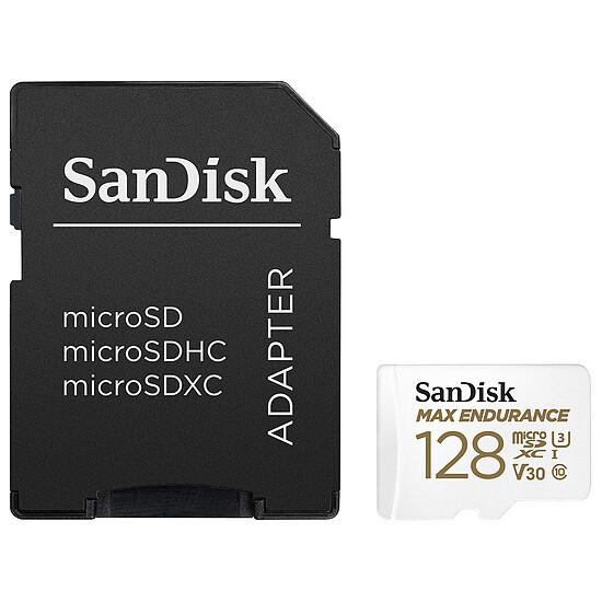 Carte mémoire SanDisk Max Endurance microSDXC UHS-I U3 V30 128 Go + Adaptateur SD