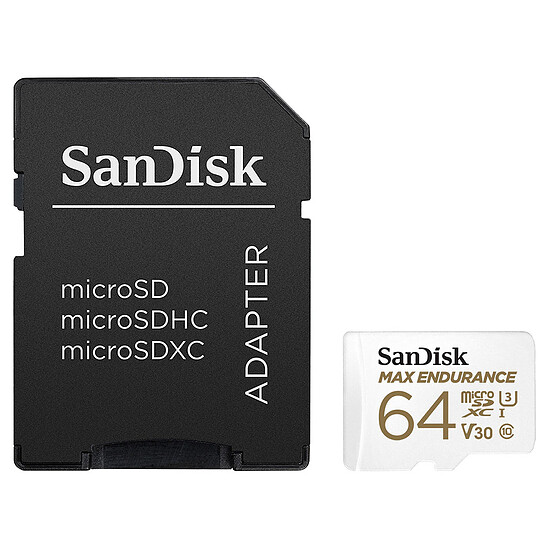 Carte mémoire SanDisk Max Endurance microSDXC UHS-I U3 V30 64 Go + Adaptateur SD