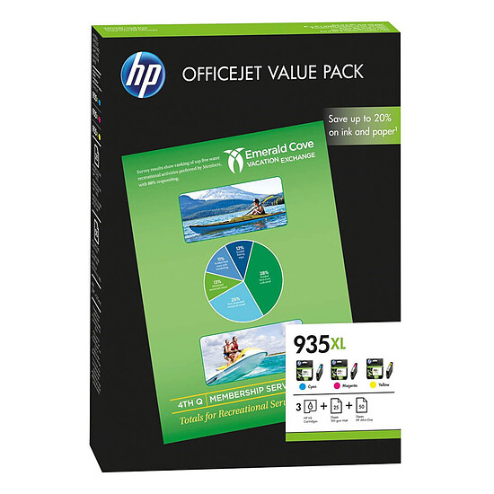 Cartouche d'encre HP 935XL Office Cyan, Magenta, Jaune F6U78AE