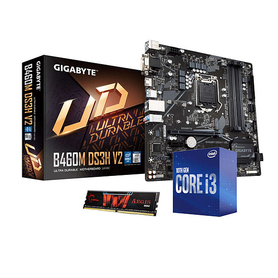 Kit upgrade PC Intel Core i3 10100 - Gigabyte B460 - RAM 8Go 2400Mhz