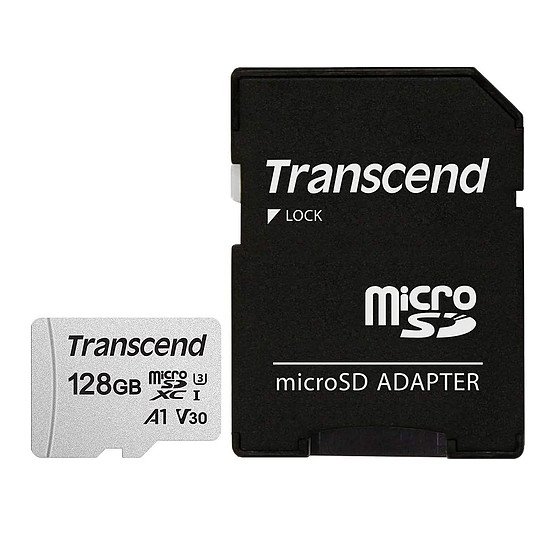 Carte mémoire Transcend MicroSDXC 300S 128 Go + Adaptateur SD