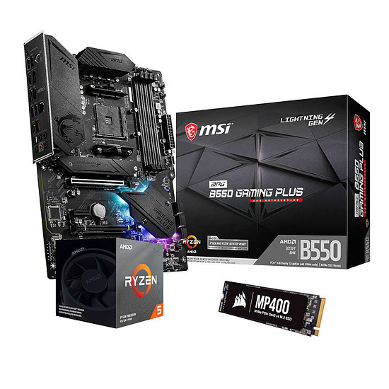 Kit upgrade PC AMD Ryzen 5 3600 + MSI B550 Gaming PLUS + SSD Corsair 1 To