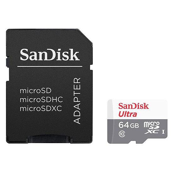 Carte mémoire SanDisk Ultra microSDXC 64 Go + adaptateur SD