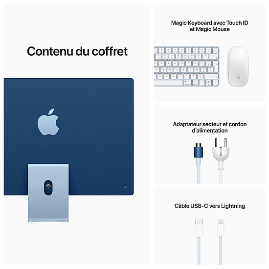 Mac et iMac reconditionné Apple iMac (2021) 24" 256 Go Bleu (MGPK3FN/A) · Reconditionné - Autre vue