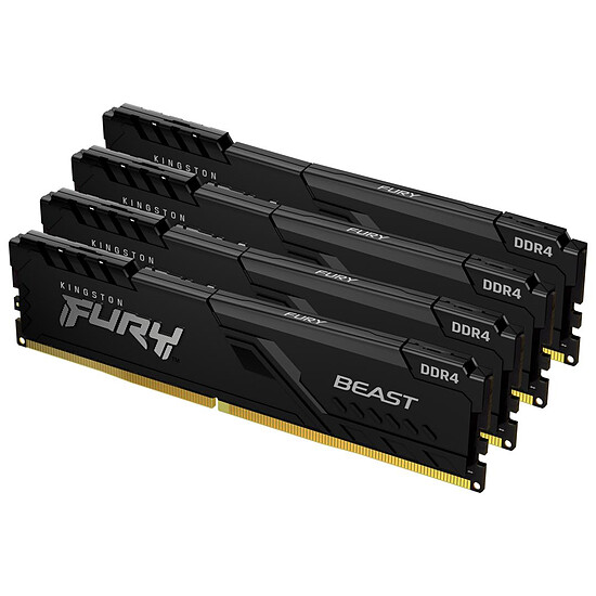 Mémoire Kingston Fury Beast - 4 x 16 Go (64 Go) - DDR4 3000 MHz - CL15