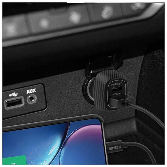 Chargeur Akashi Turbo Chargeur Allume Cigare USB-C 18W + USB-A Quick Charge 3.0 - Autre vue