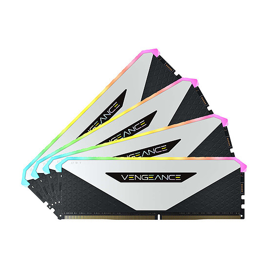 Mémoire Corsair Vengeance RGB RT White - 4 x 8 Go (32 Go) - DDR4 3600 MHz - CL18