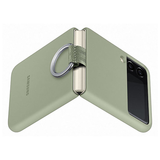 Coque et housse Samsung Coque Silicone Anneau Vert Olive Galaxy Z Flip 3