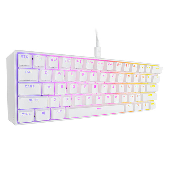 Clavier PC Corsair K65 RGB Mini 60% - Blanc - Cherry MX Red - Autre vue