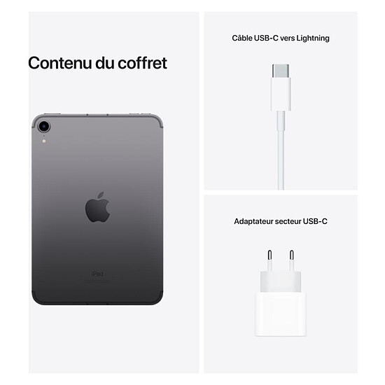 Tablette reconditionnée Apple iPad mini (2021) Wi-Fi + Cellular - 256 Go - Gris sidéral · Reconditionné - Autre vue