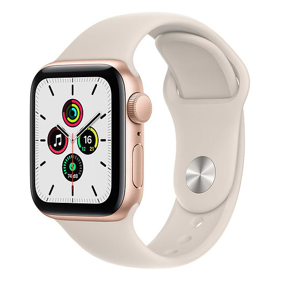 Montre connectée Apple Watch SE Aluminium (Or- Bracelet Sport Lumière Stellaire) - GPS - 40 mm