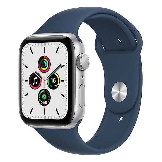 Montre connectée Apple Watch SE Aluminium (Argent - Bracelet Sport Bleu Abysse) - GPS - 44 mm