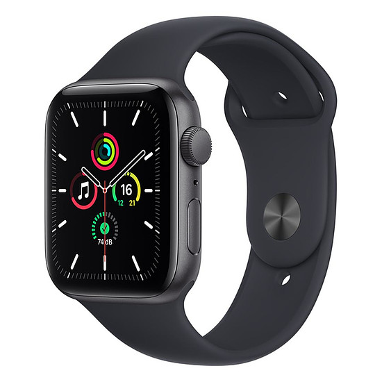 Montre connectée Apple Watch SE Aluminium (Gris sidéral - Bracelet Sport Sport Minuit) - GPS - 44 mm