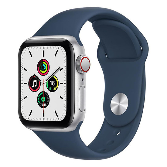 Montre connectée Apple Watch SE Aluminium (Argent - Bracelet Sport Bleu Abysse) - Cellular - 40 mm