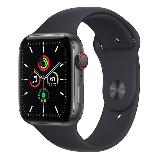 Montre connectée Apple Watch SE Aluminium (Gris sidéral - Bracelet Sport Minuit) - Cellular - 44 mm