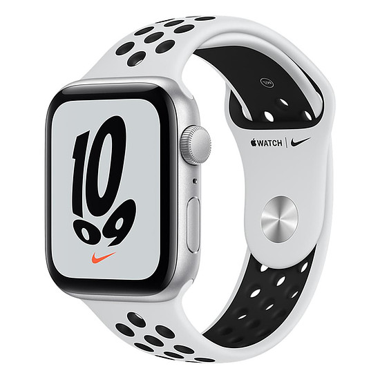Montre connectée Apple Watch Nike SE Aluminium (Argent - Bracelet Sport Platine Pur / Noir) - GPS - 44 mm