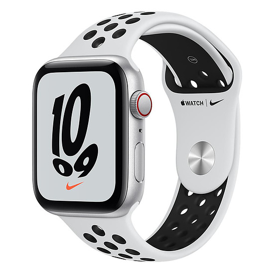 Montre connectée Apple Watch Nike SE Aluminium (Argent - Bracelet Sport Platine pur / Noir) - Cellular - 44 mm