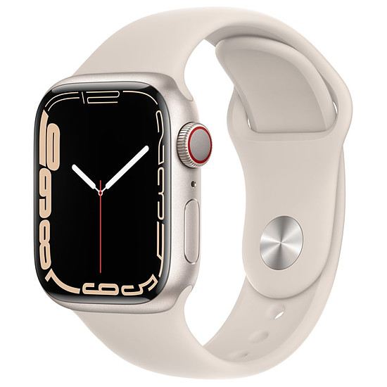 Montre connectée Apple Watch Series 7 Aluminium (Lumière stellaire- Bracelet Sport Lumière stellaire) - Cellular - 41 mm