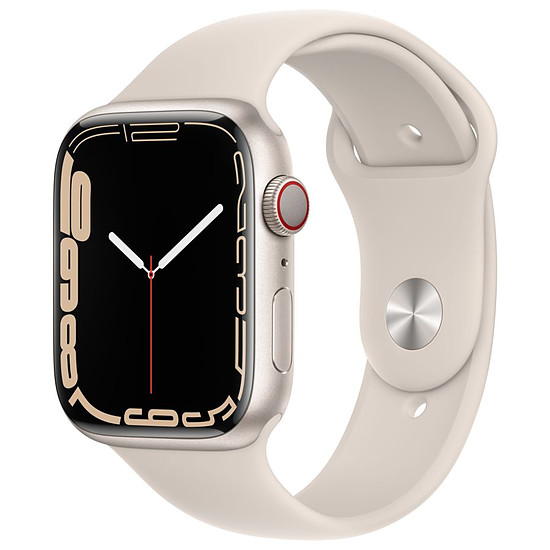 Montre connectée Apple Watch Series 7 Aluminium (Lumière stellaire- Bracelet Sport Lumière stellaire) - Cellular - 45 mm
